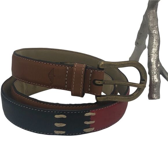 Dockers Leather Belt Contemporary Red, Blue, Tan and Saddle Brown Belt - Picture 4 of 11